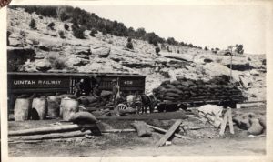 Gilsonite being loaded on to rail cars in the early 1900's. Photo # 2006.155.55, Museums of Western Colorado.