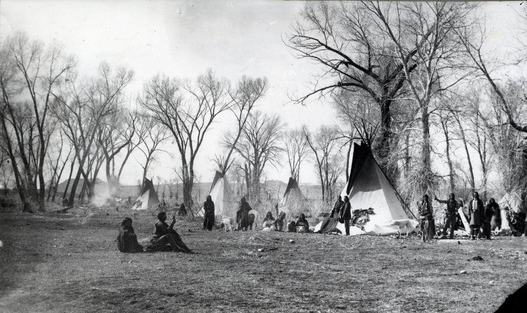Ute camp on the Ute Reservation near Ignacio in 1890. Photo # 1980.0013.0081, Museums of Western Colorado.